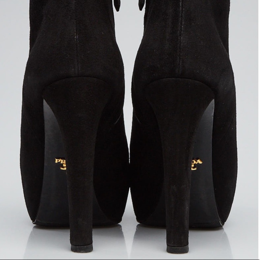 Prada Black Suede Booties 37 - Picture 3 of 8